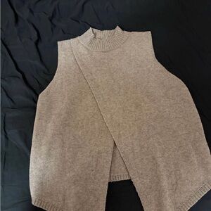 SHEIN Taupe Sleeveless Turtleneck Sweater